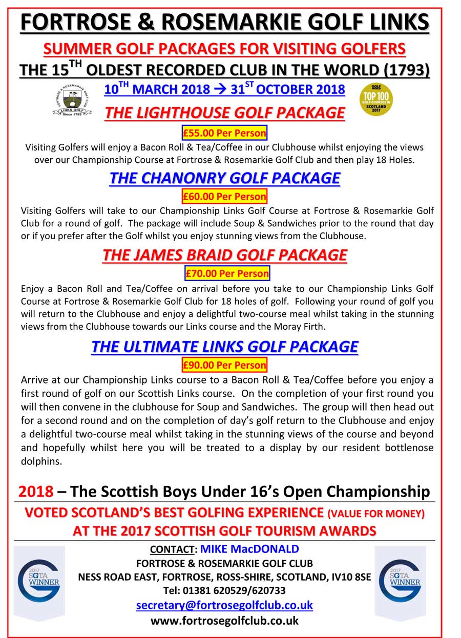 Golf Packages 2018 Golf Packages 2018